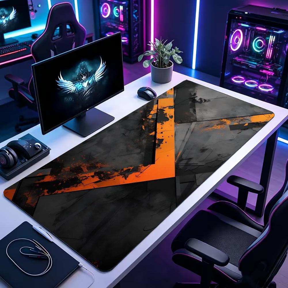 Pc Gaming Orange - بساط مكتب كبير بتصميم هندسي متشقق