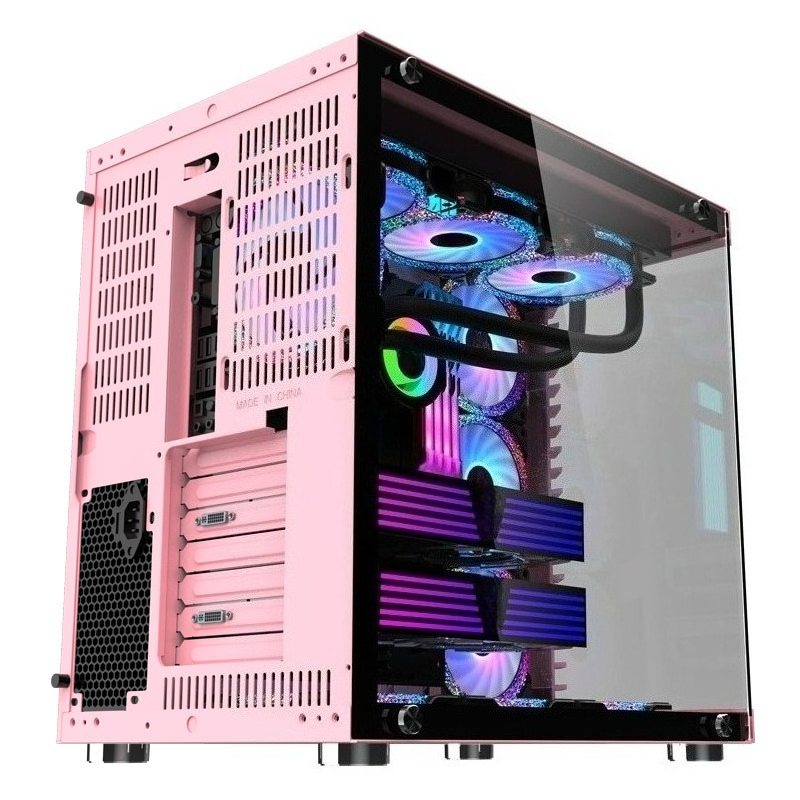 Pc Gaming Cafe - هيكل كمبيوتر بلوحة جانبية من الزجاج