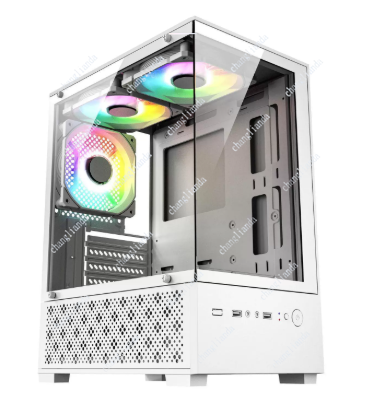 Pc Gaming White - صندوق كمبيوتر مكتبي مثبت على العمود،