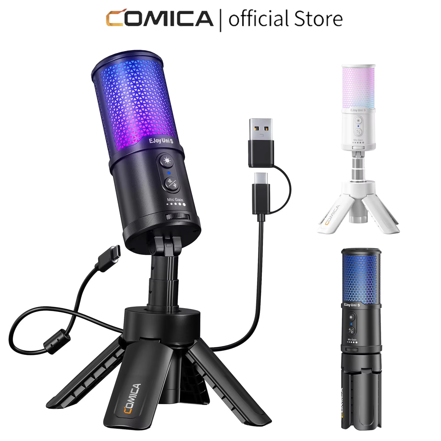 Pc Gaming Youtuber - ميكروفون COMICA RGB للألعاب بمنفذ USB